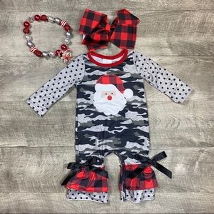 Baby girls camo Santa boutique romper